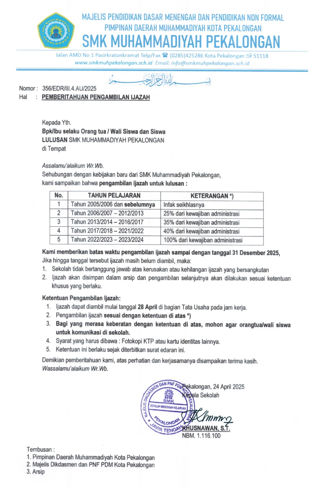 Sekolah Terbitkan Surat Edaran, Dinas Pendidikan Jateng Persilahkan Orang Tua Alumni Ambil Ijazah