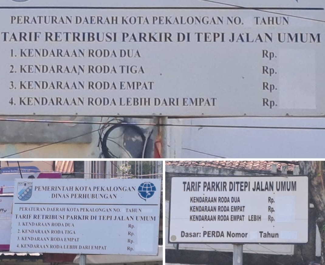 Papan Tarif Parkir di Kota Pekalongan Segera Diganti Dinas Perhubungan